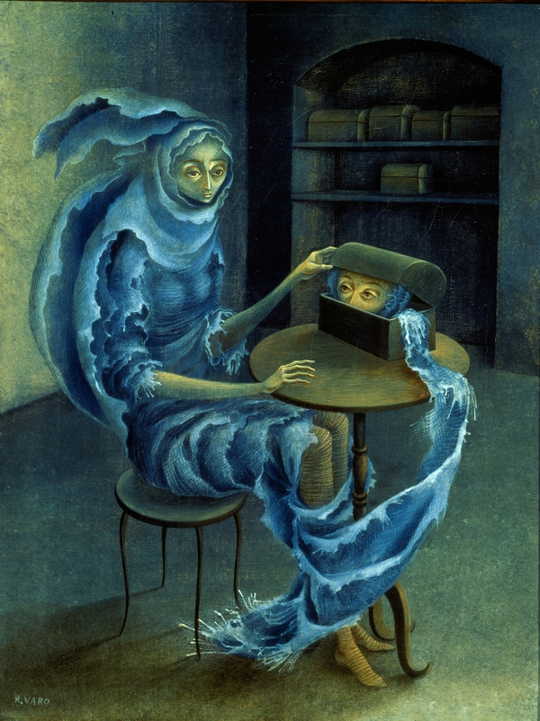 Találkozások Remedios Varo  szürrealista festmény Jelenet, Női alak
